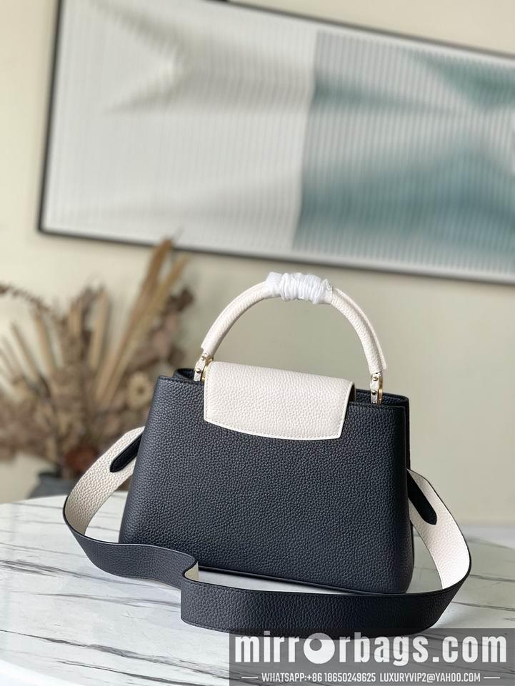 LV Replica Bags Capucines M48865黑拼奶白31.5x20x11cm gf