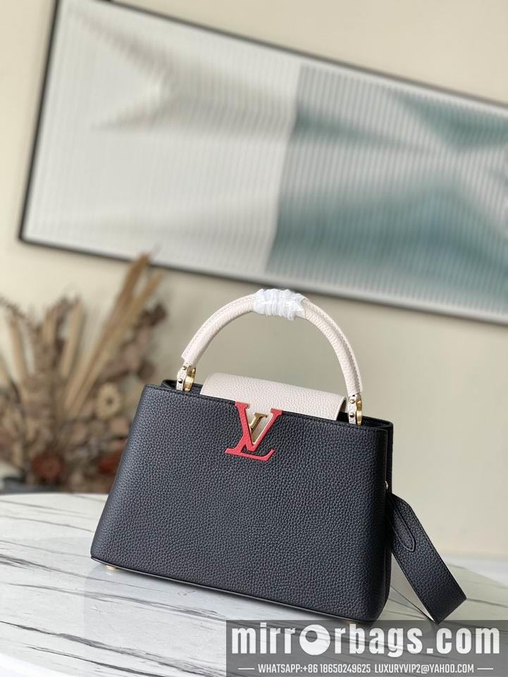 LV Replica Bags Capucines M48865黑拼奶白31.5x20x11cm gf