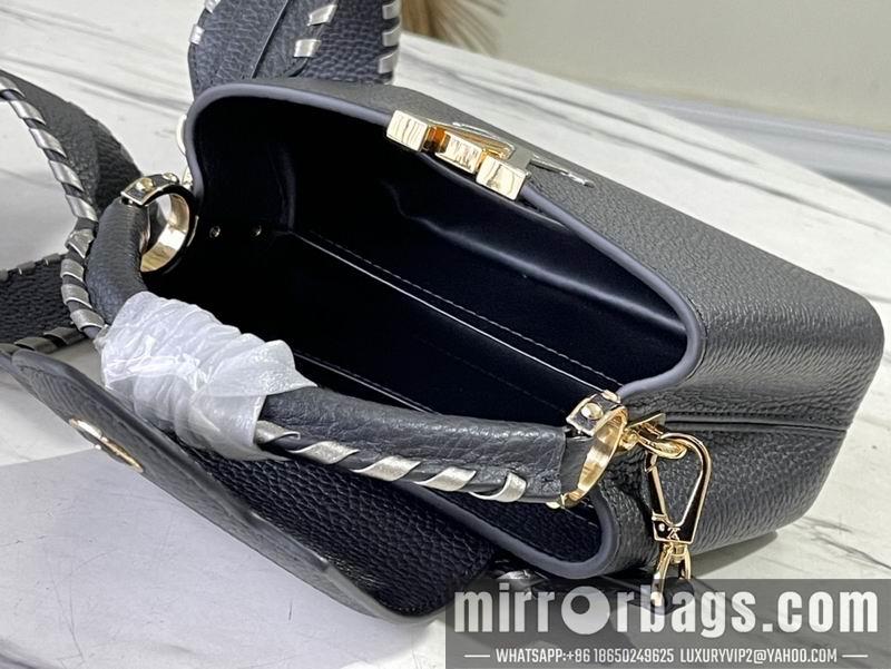LV Replica Bags Capucines M21121黑拼银织带21x14x8cm gf