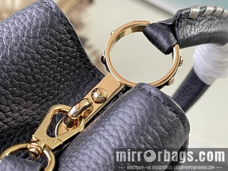 LV Replica Bags Capucines M21121黑拼银织带27x18x9cm gf