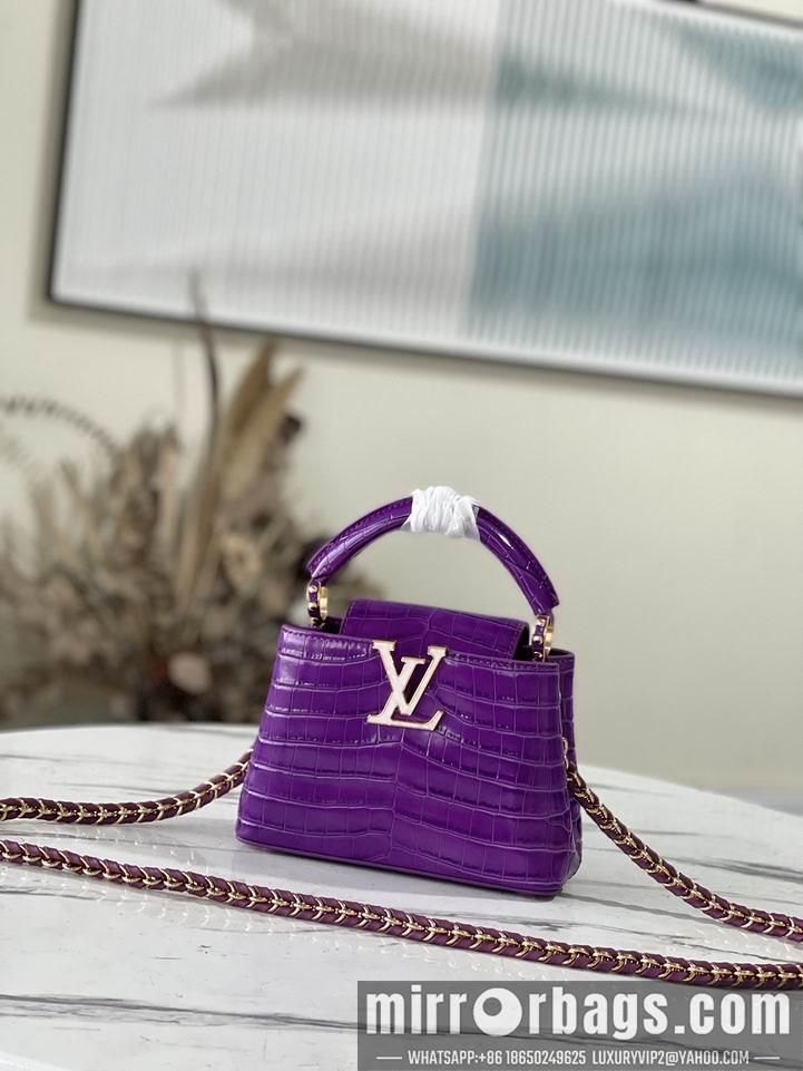 LV Replica Bags Capucines N81190金色 紫色鳄鱼贝母21x14x8cm gf