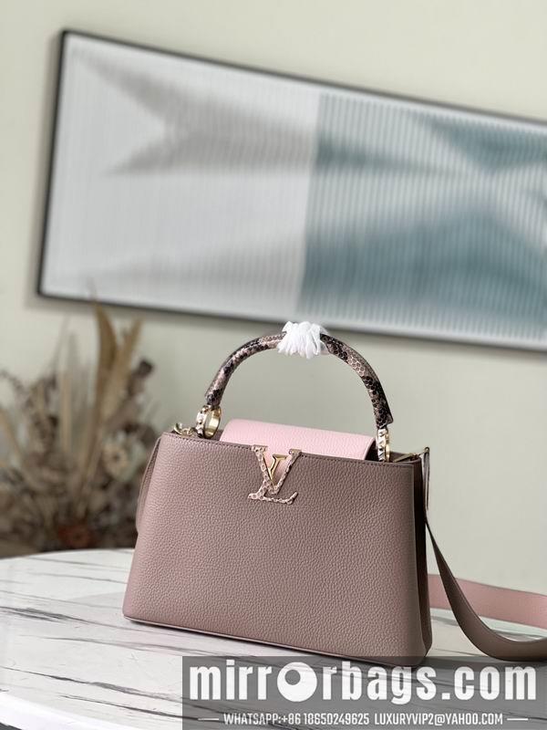 LV Replica Bags Capucines M99336拼色配蟒蛇金扣31.5x20x11cm gf