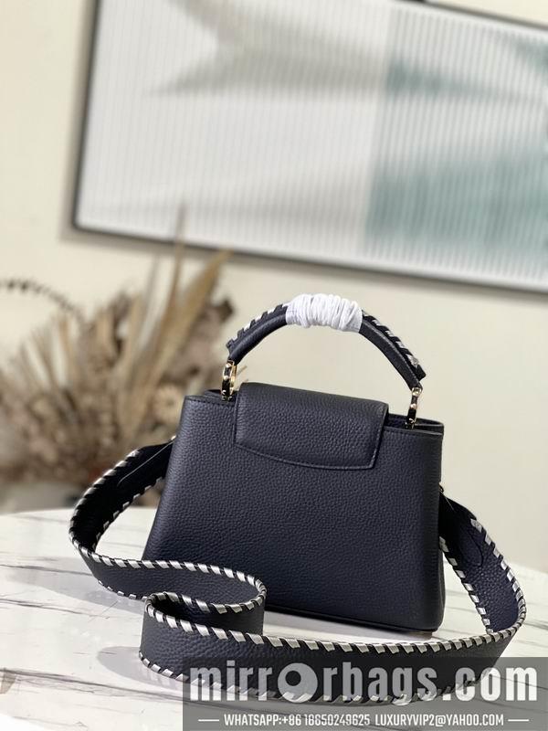 LV Replica Bags Capucines M21121黑拼银织带27x18x9cm gf