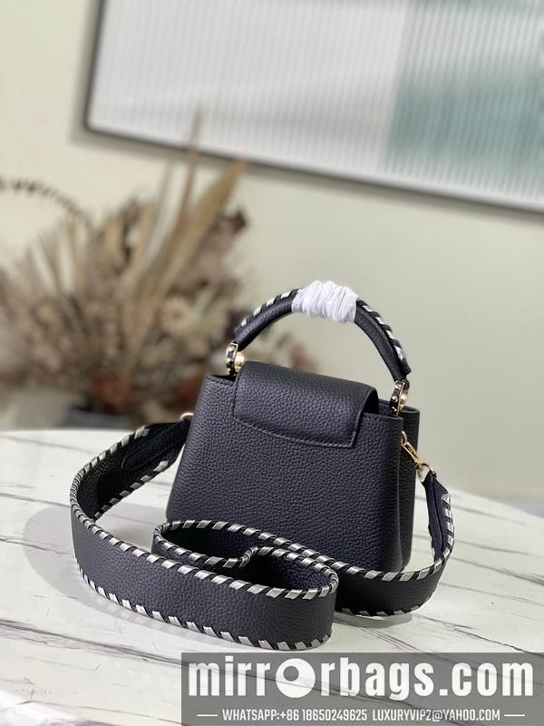 LV Replica Bags Capucines M21121黑拼银织带21x14x8cm gf