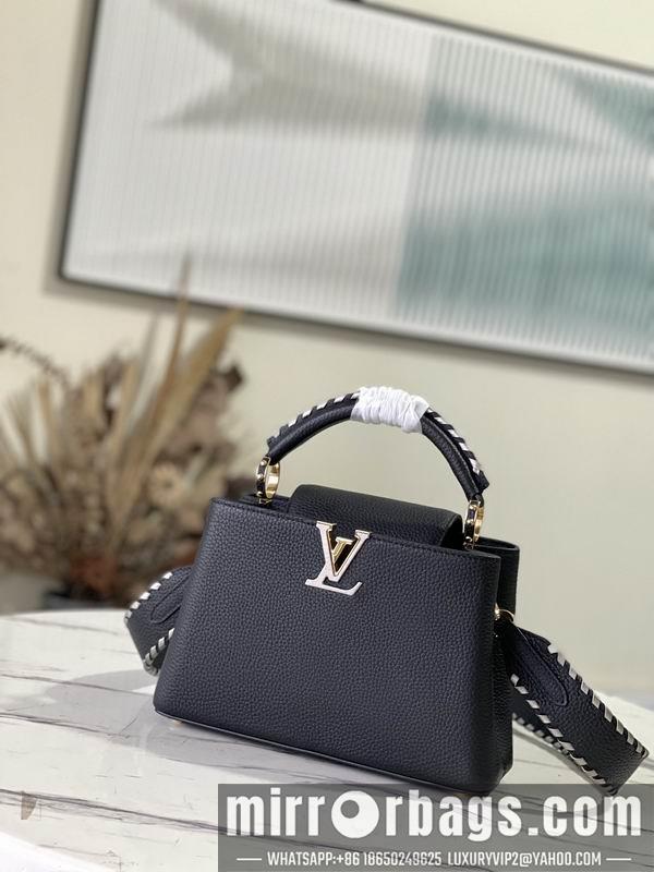 LV Replica Bags Capucines M21121黑拼银织带27x18x9cm gf