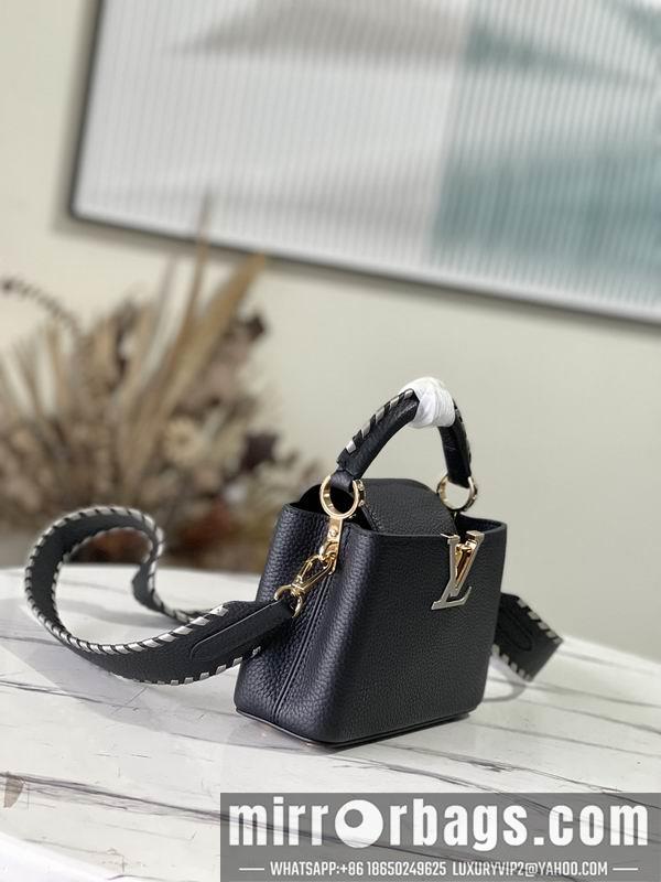 LV Replica Bags Capucines M21121黑拼银织带21x14x8cm gf