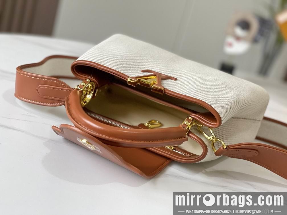 1:1 Louis Vuitton Bags Capucines M57361绣花白棕金27x18x9cm cs