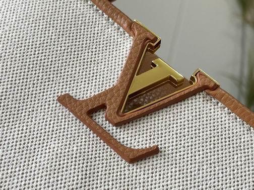 1:1 Louis Vuitton Bags Capucines M59873麻布配浅土黄金扣27x21x10cm cs