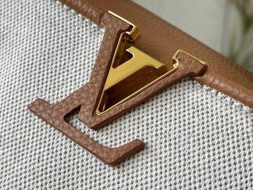 1:1 Louis Vuitton Bags Capucines M59872麻布配浅土黄金扣21x14x8cm cs