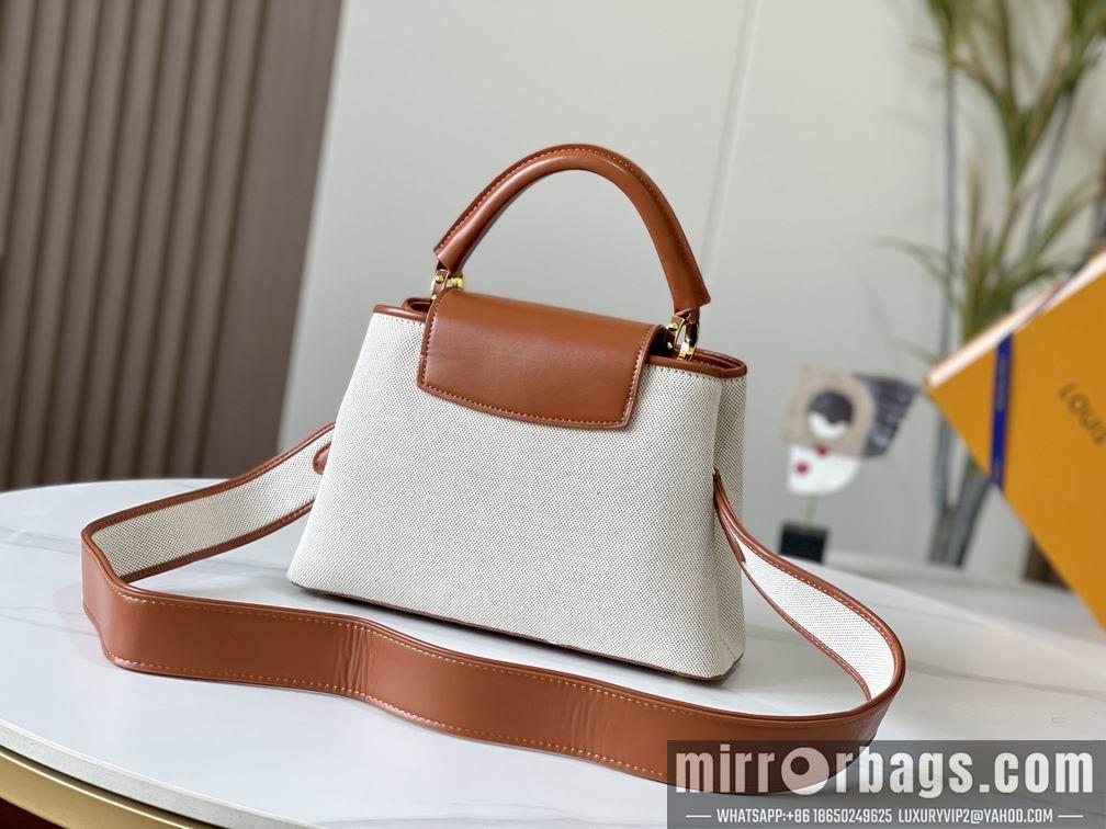 1:1 Louis Vuitton Bags Capucines M57361绣花白棕金27x18x9cm cs