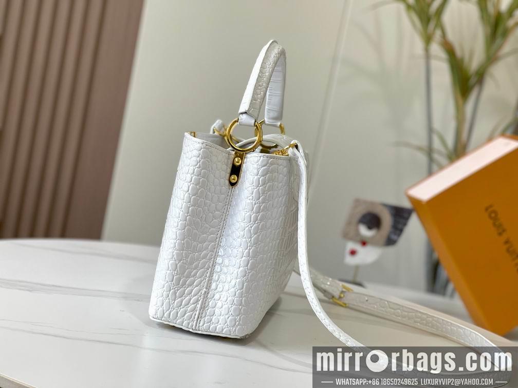 1:1 Louis Vuitton Bags N92967复古白色鳄鱼纹31.5x20x11cm cs