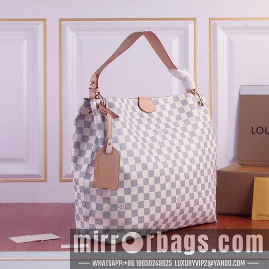 1:1 Louis Vuitton Bags M43704咖啡红 白格粉35.5x14x33.5cm ww