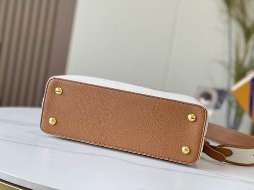 1:1 Louis Vuitton Bags Capucines M59969麻布配浅土黄金扣31.5x20x11cm cs