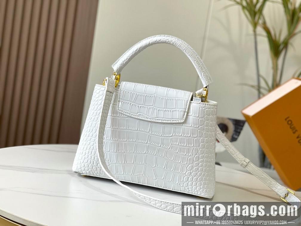 1:1 Louis Vuitton Bags N92967复古白色鳄鱼纹31.5x20x11cm cs
