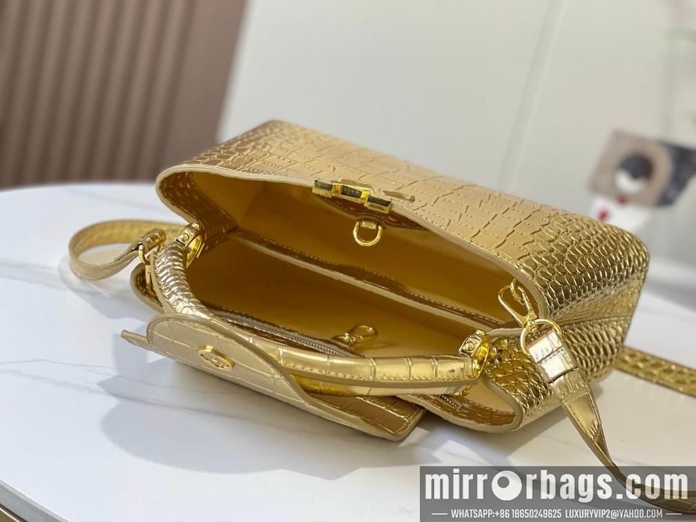 1:1 Louis Vuitton Bags N92173复古金色鳄鱼纹27x18x9cm cs