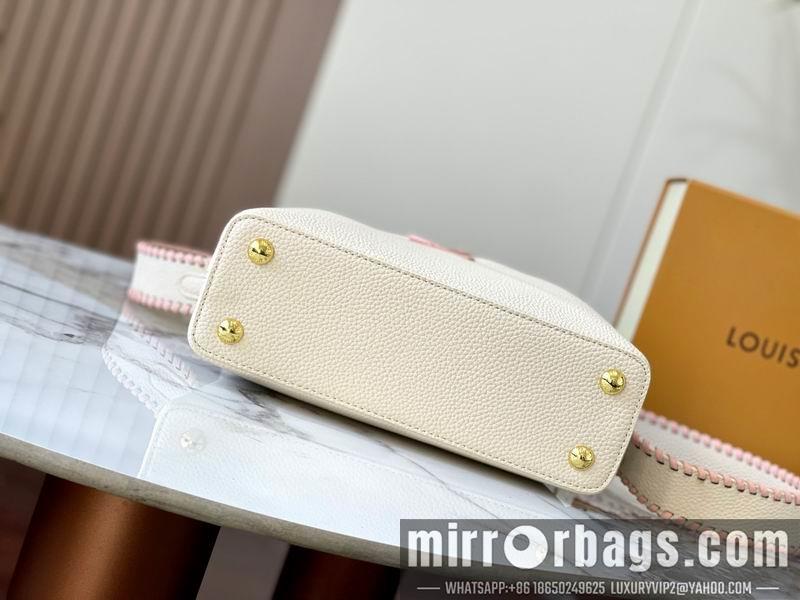 1:1 Louis Vuitton Bags Capucines M21127珍珠白色编织27x18x9cm ss
