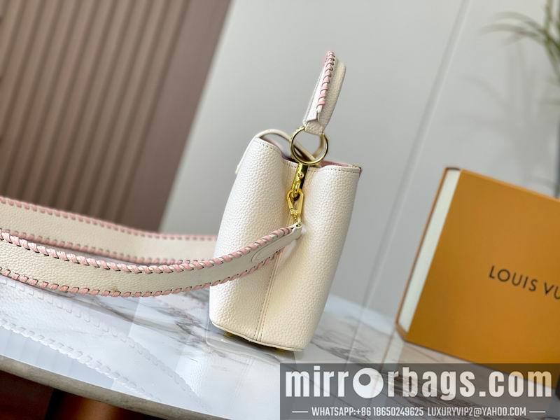 1:1 Louis Vuitton Bags Capucines M21127珍珠白色编织27x18x9cm ss