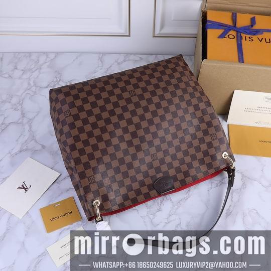 1:1 Louis Vuitton Bags M43704咖啡红 白格粉35.5x14x33.5cm ww