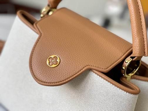 1:1 Louis Vuitton Bags Capucines M59969麻布配浅土黄金扣31.5x20x11cm cs