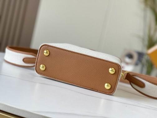 1:1 Louis Vuitton Bags Capucines M59872麻布配浅土黄金扣21x14x8cm cs