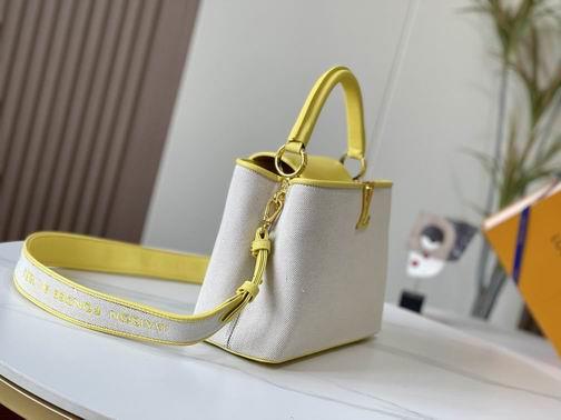 1:1 Louis Vuitton Bags Capucines M59969麻布配蛋黄金扣31.5x20x11cm cs