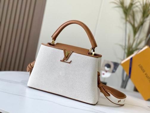 1:1 Louis Vuitton Bags Capucines M59969麻布配浅土黄金扣31.5x20x11cm cs