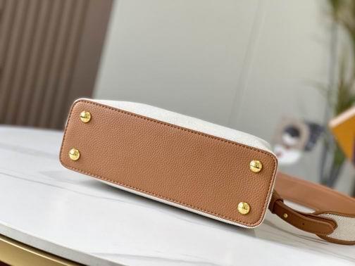 1:1 Louis Vuitton Bags Capucines M59873麻布配浅土黄金扣27x21x10cm cs