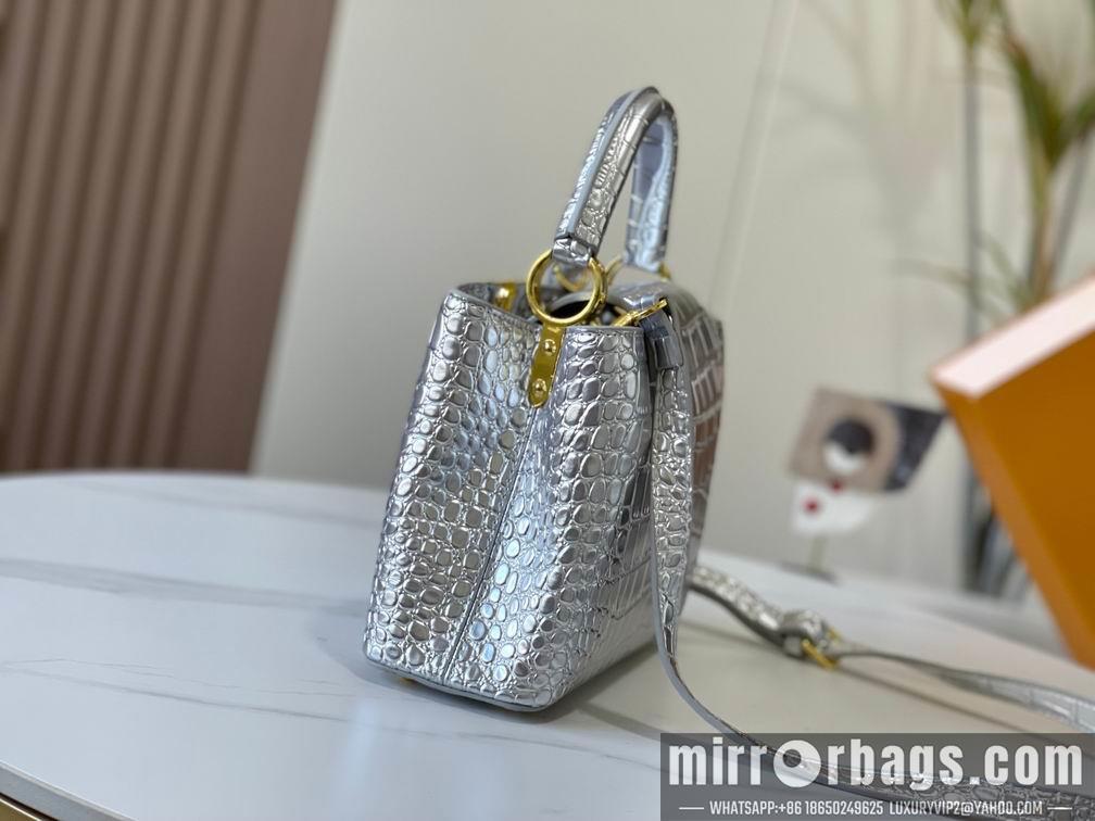 1:1 Louis Vuitton Bags N92173复古银色鳄鱼纹27x18x9cm cs