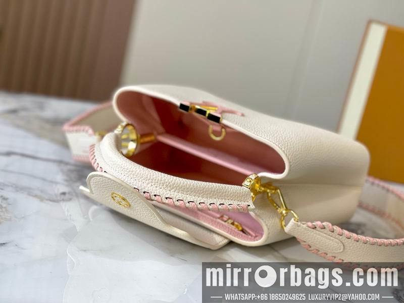 1:1 Louis Vuitton Bags Capucines M21127珍珠白色编织27x18x9cm ss