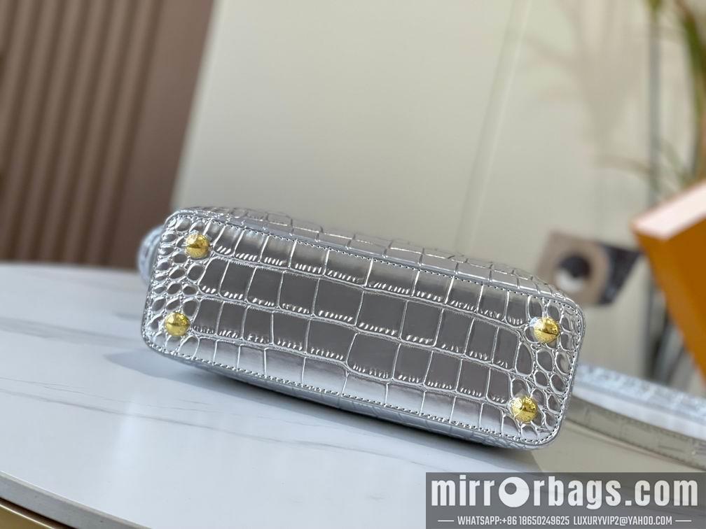 1:1 Louis Vuitton Bags N92173复古银色鳄鱼纹27x18x9cm cs