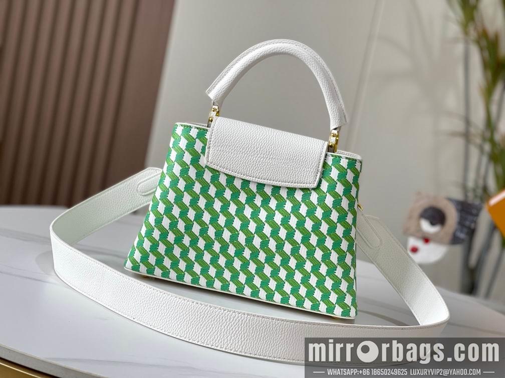 1:1 Louis Vuitton Bags Capucines M59878白色编织 27x18x9cm cs