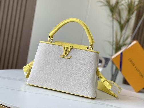1:1 Louis Vuitton Bags Capucines M59969麻布配蛋黄金扣31.5x20x11cm cs