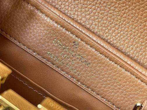 1:1 Louis Vuitton Bags Capucines M59872麻布配浅土黄金扣21x14x8cm cs