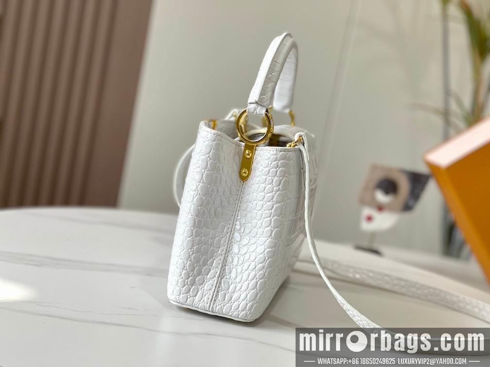 1:1 Louis Vuitton Bags N92173复古白色鳄鱼纹27x18x9cm cs