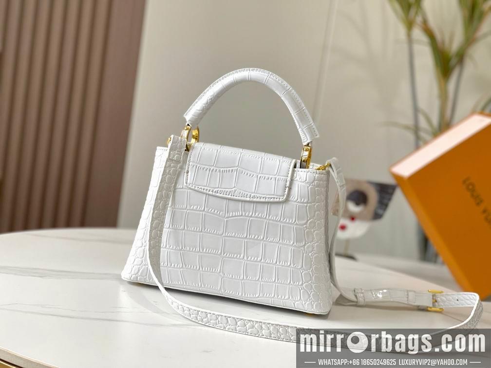 1:1 Louis Vuitton Bags N92173复古白色鳄鱼纹27x18x9cm cs