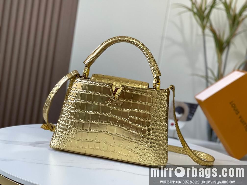 1:1 Louis Vuitton Bags N92173复古金色鳄鱼纹27x18x9cm cs