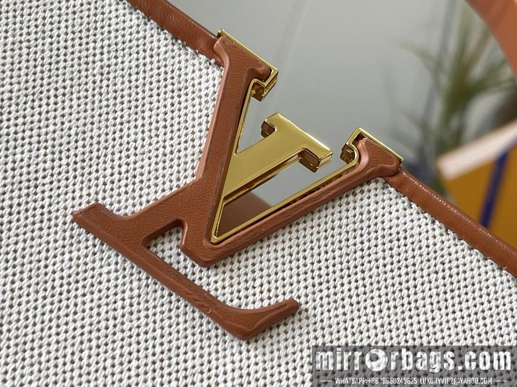 1:1 Louis Vuitton Bags Capucines M57361绣花白棕金31.5x20x11cm cs