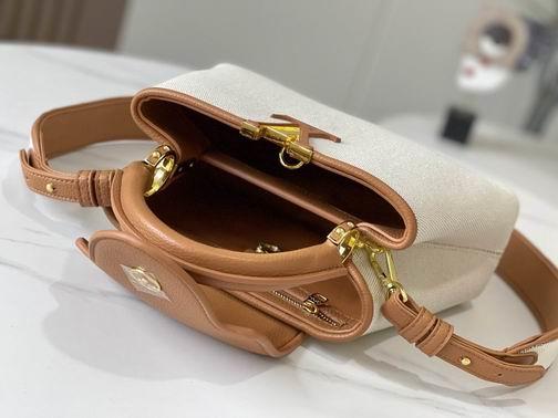 1:1 Louis Vuitton Bags Capucines M59873麻布配浅土黄金扣27x21x10cm cs