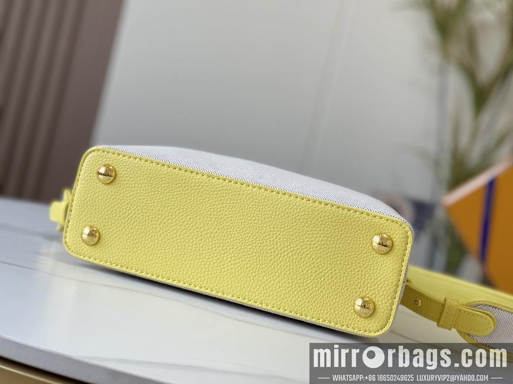 1:1 Louis Vuitton Bags Capucines M59873麻布配蛋黄金扣27x21x10cm cs