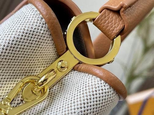 1:1 Louis Vuitton Bags Capucines M59872麻布配浅土黄金扣21x14x8cm cs