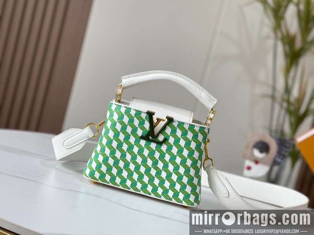 1:1 Louis Vuitton Bags Capucines M59879白色编织 21x14x8cm cs