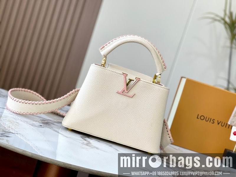 1:1 Louis Vuitton Bags Capucines M21127珍珠白色编织27x18x9cm ss