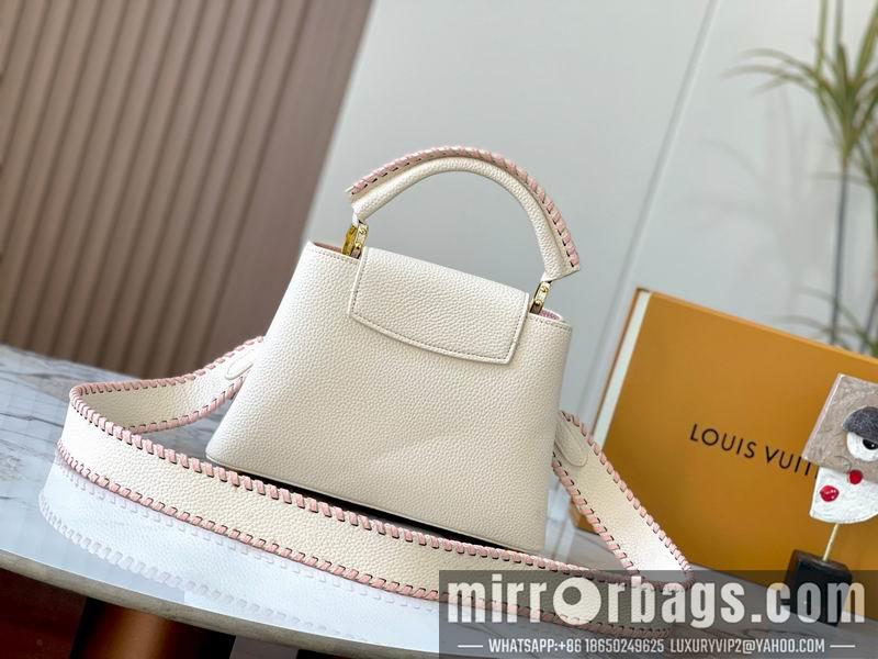 1:1 Louis Vuitton Bags Capucines M21127珍珠白色编织27x18x9cm ss