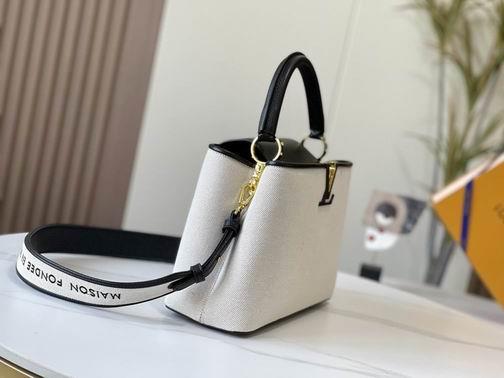 1:1 Louis Vuitton Bags Capucines M59969麻布配黑 31.5x20x11cm cs