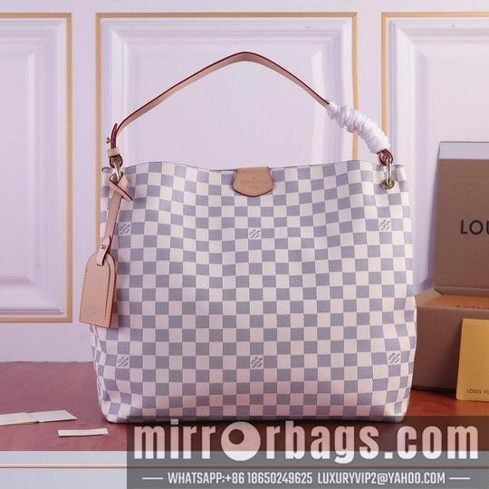 1:1 Louis Vuitton Bags M43704咖啡红 白格粉35.5x14x33.5cm ww