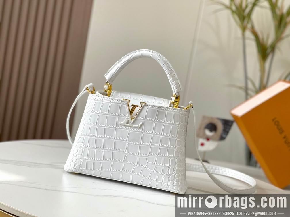 1:1 Louis Vuitton Bags N92173复古白色鳄鱼纹27x18x9cm cs