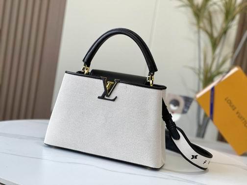 1:1 Louis Vuitton Bags Capucines M59969麻布配黑 31.5x20x11cm cs