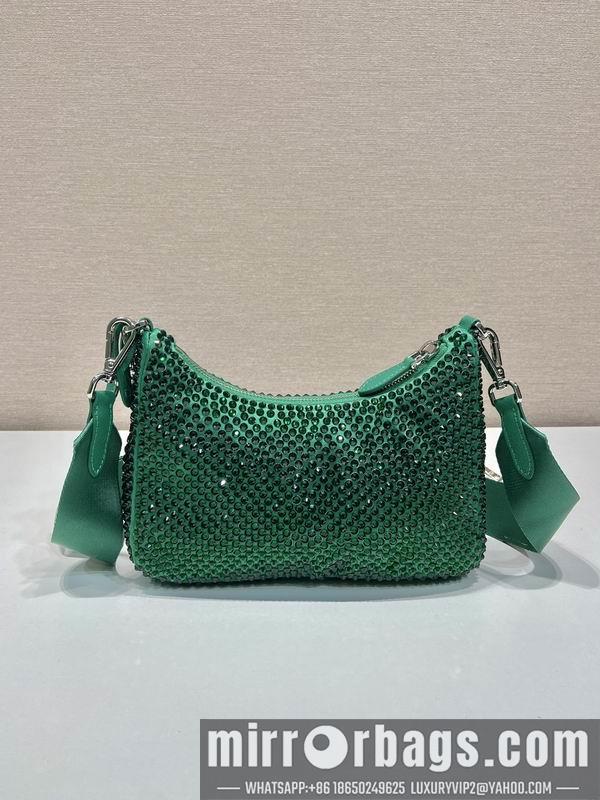 Replica Prada Bags Prada 1BH204绿闪钻22x16x6cm AP
