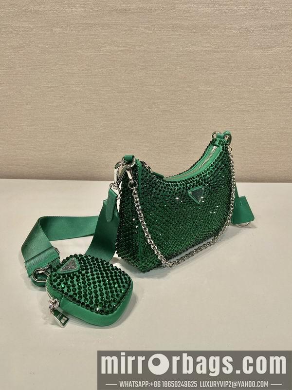 Replica Prada Bags Prada 1BH204绿闪钻22x16x6cm AP