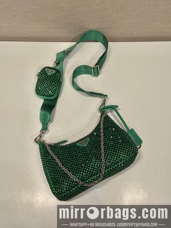 Replica Prada Bags Prada 1BH204绿闪钻22x16x6cm AP
